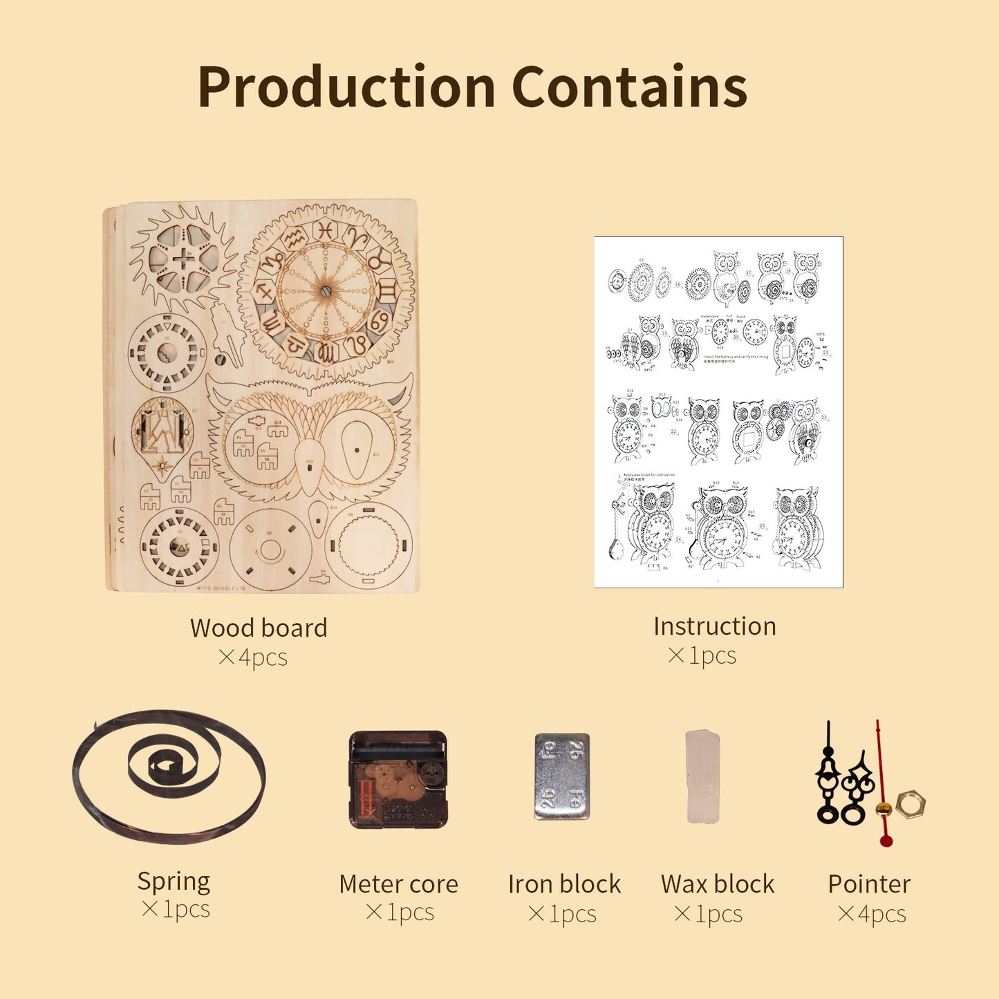 Sales Are Prohibited On The TEMU And SHEIN -MUSIC PARK 3D Wooden Puzzle Owl Clock Model Kits To Build Wooden Construction Handmade Craft Unique Christmas Gift