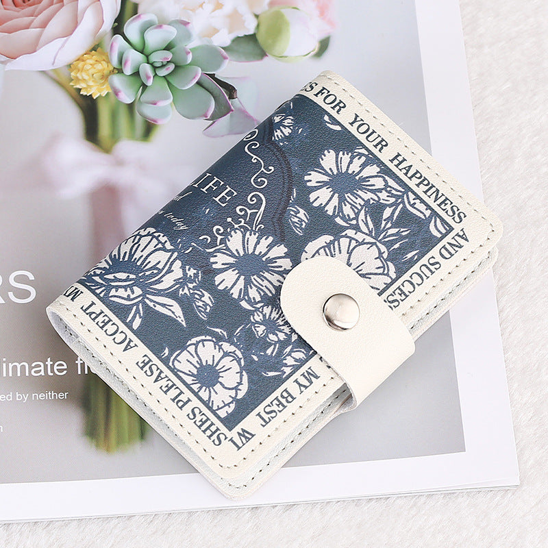 Flower Anime Anti-degaussing Multiple Card Slots Bank Document Package Large Capacity Card Holder