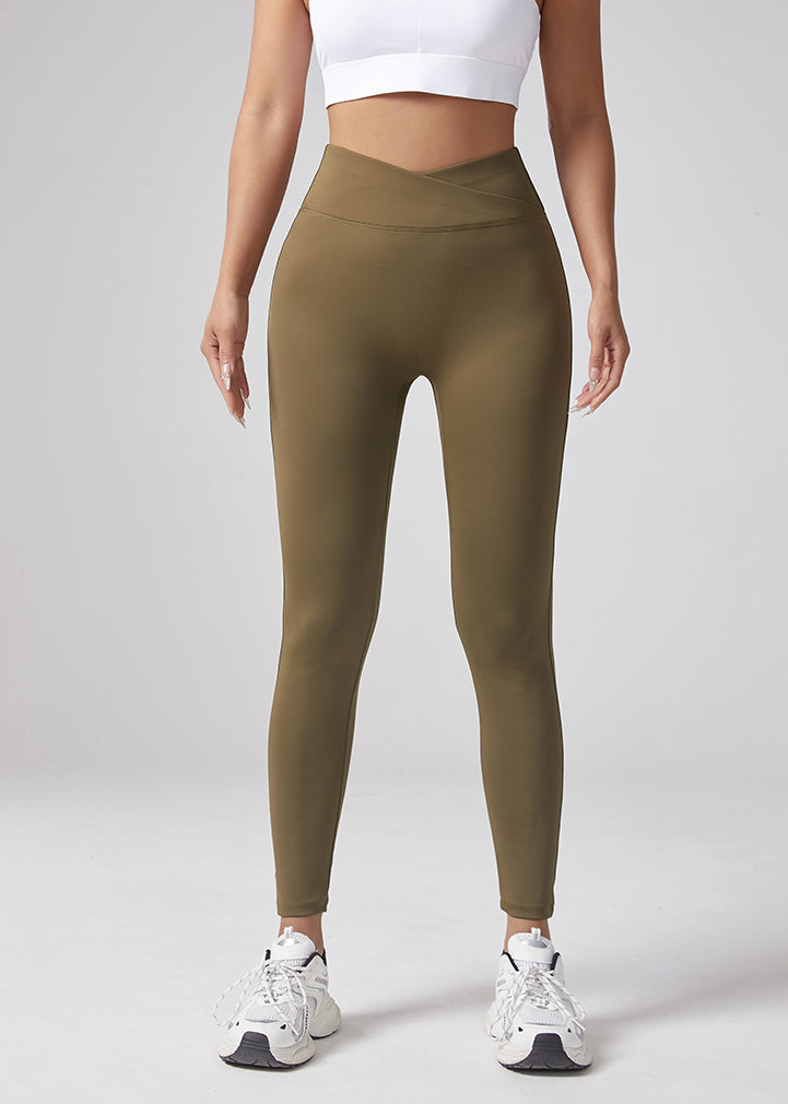 V-waist Elastic Sports Leggings, Women's Peach Hip Lifting Running Speed Drying Yoga Pants
