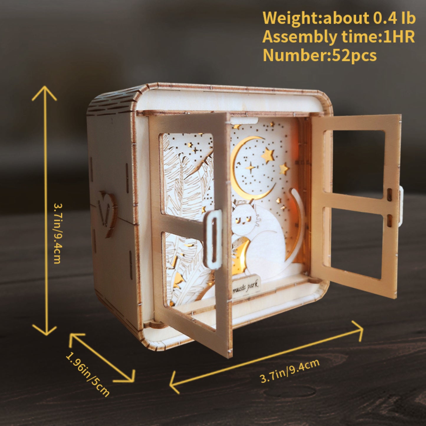 Sales Are Prohibited On The TEMU And SHEIN -MUSIC PARK 3D Wooden Puzzles Cat Model Kit Night Lights Desk Decorations Birthday Christmas Gifts For Women Age14