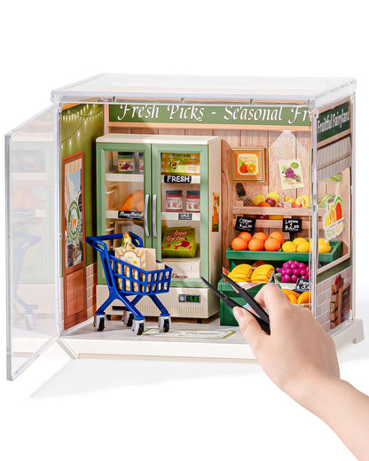 Rolife Super Creative DIY Plastic Mini House Set - 3D Puzzle With Dust Cover, Compatible With Mini Figures, Multiple Themes Available, Home Decor, Teen And Adult Gift