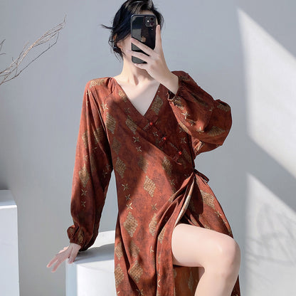 Womens Relaxed-fit Floral-print Simple And Comfortable Dress