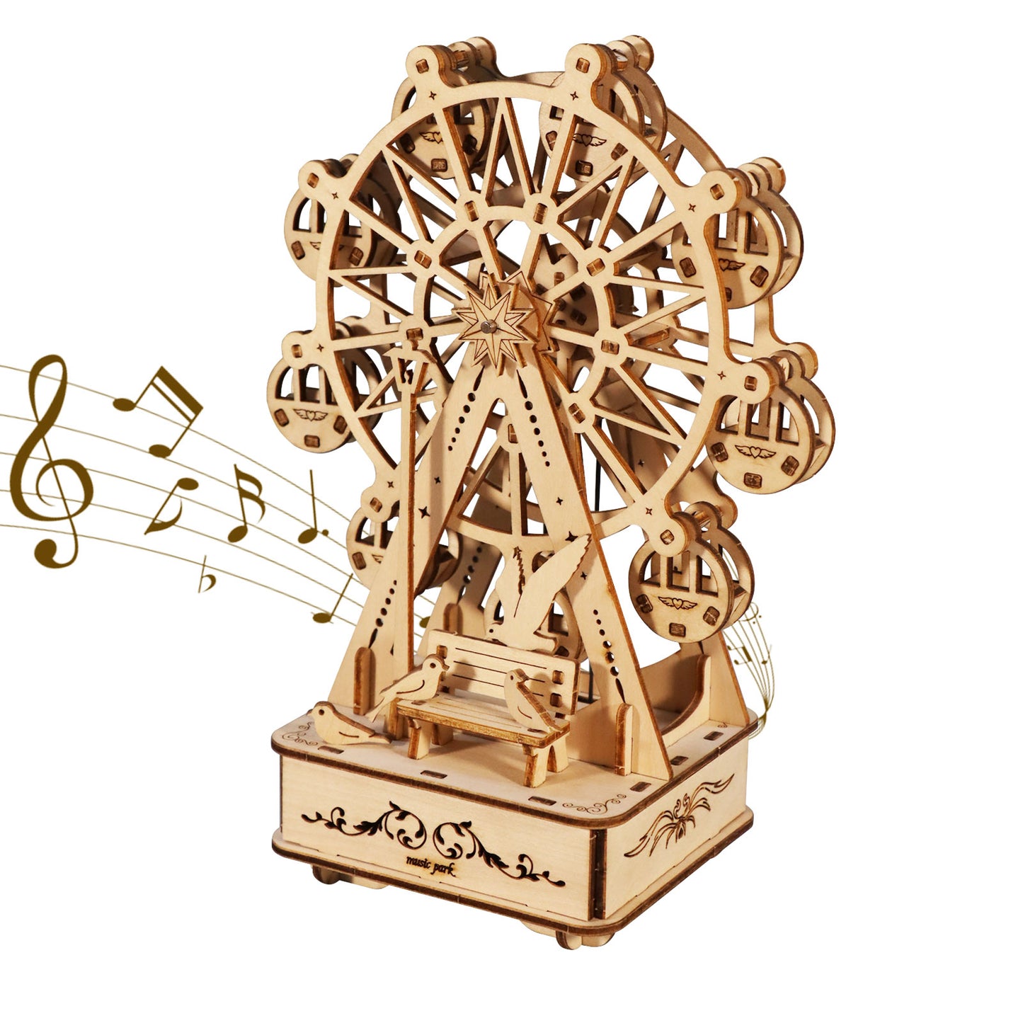 Sales Are Prohibited On The TEMU And SHEIN-MUSIC PARK 3D Wooden Puzzles Music Box Ferris Wheel DIY Crafts Handmade Model Kits For Women Birthday Gifts
