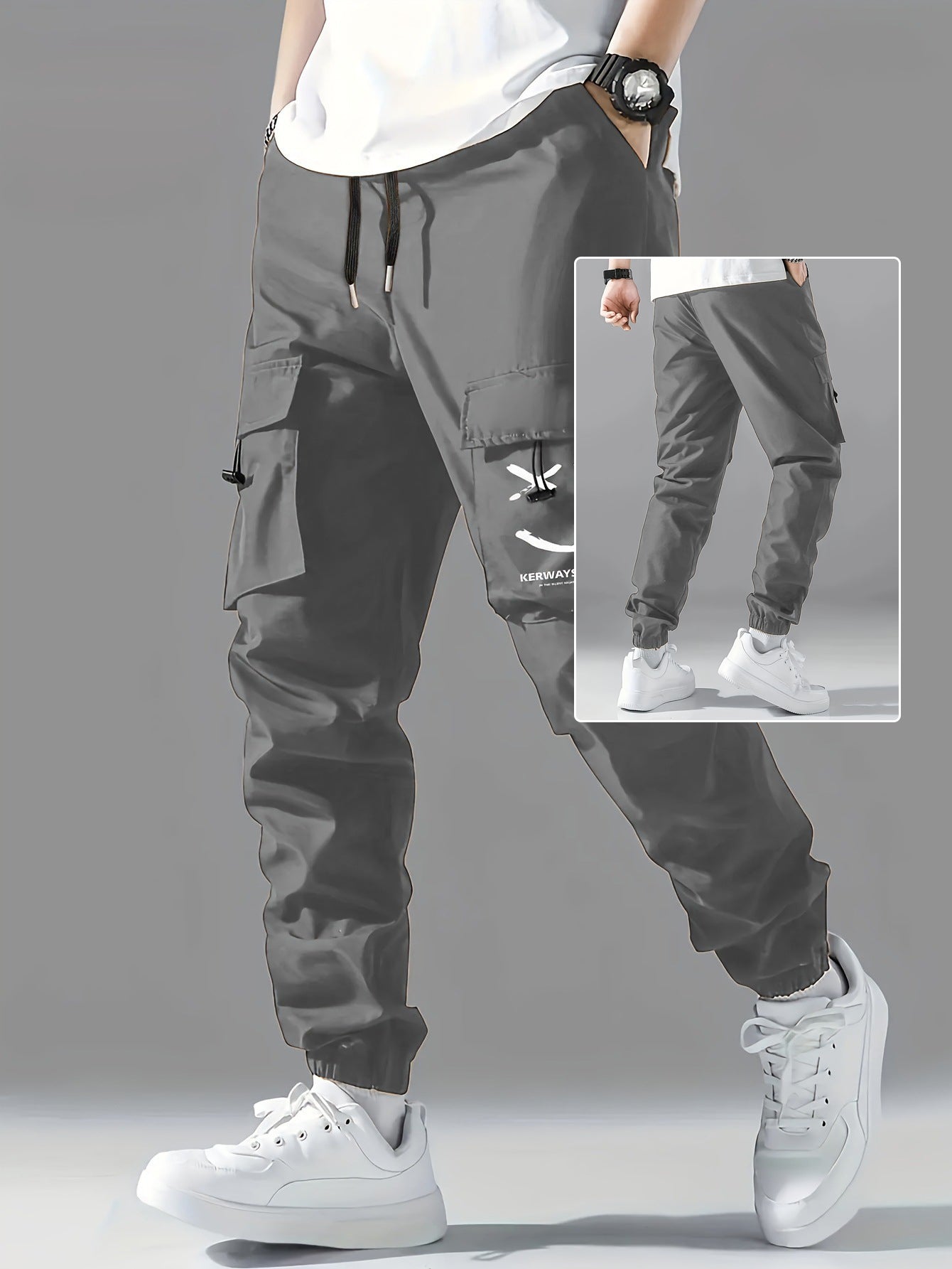 Straight Ankle Tied Wear-resistant Overalls Casual Pants