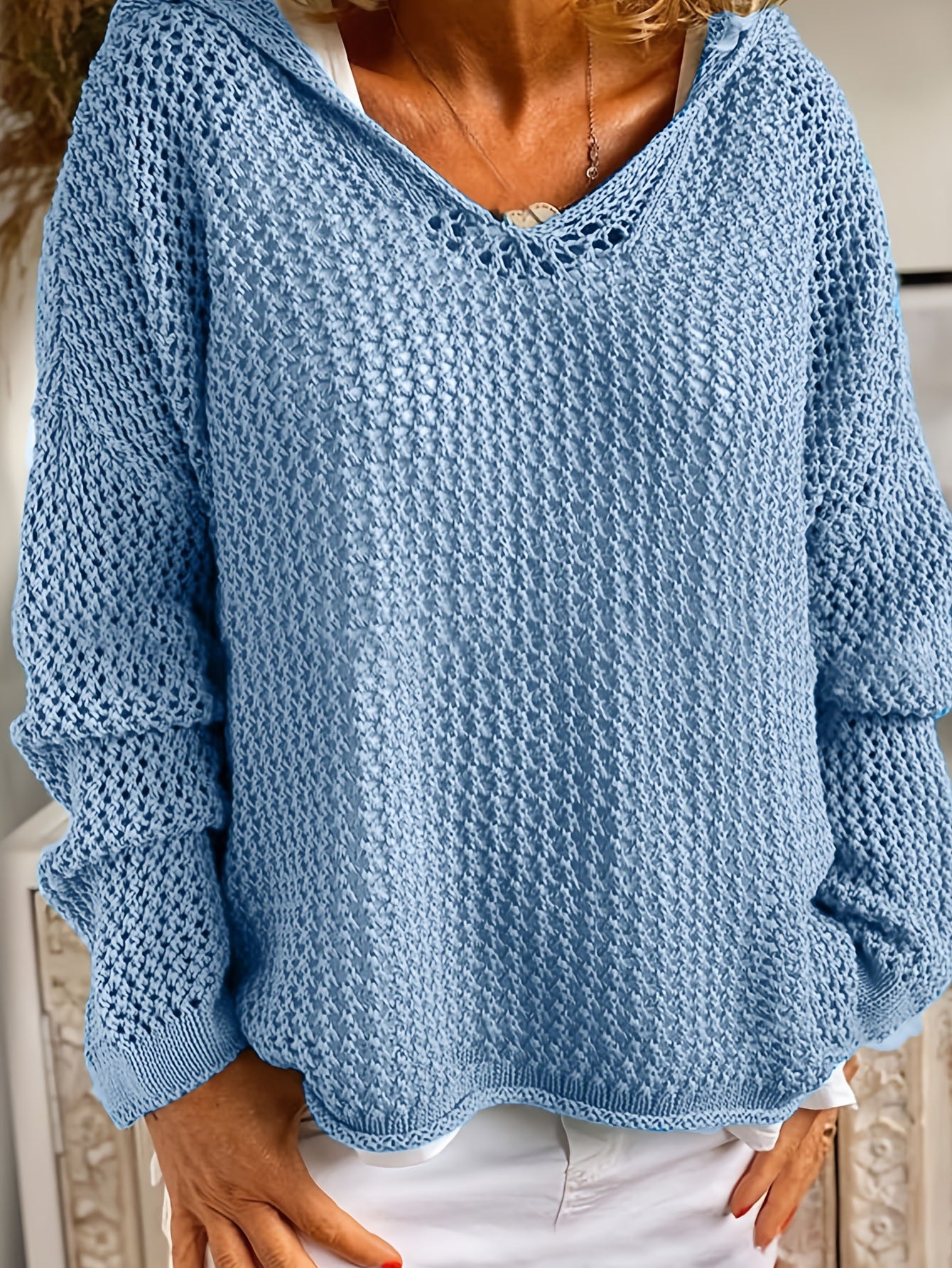 Sun Protection Knitted Hooded Sun Protection Clothing Hooded Thin Loose Sweater