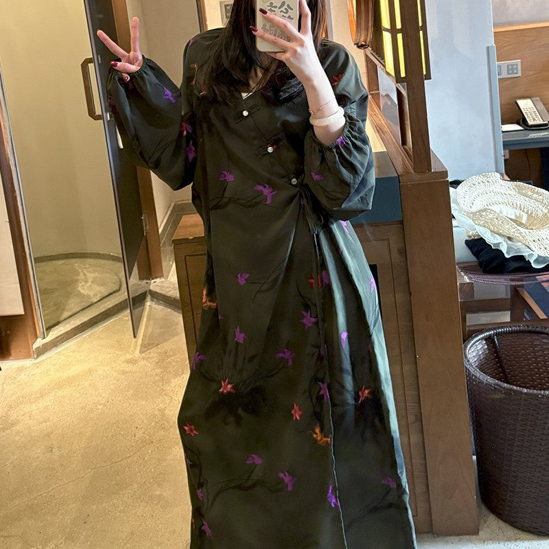 Womens Relaxed-fit Floral-print Simple And Comfortable Dress