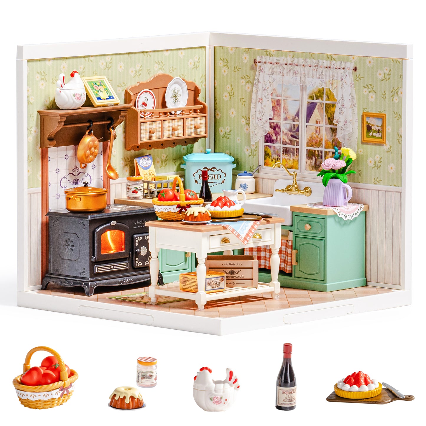 Rolife Super Creators DIY Plastic Mini House Building Set - 3D Puzzle With LED Lights, Compatible With Mini Figures, Multiple Themes Available, Suitable For Teenagers And Adults,DW023 DW024 DW025