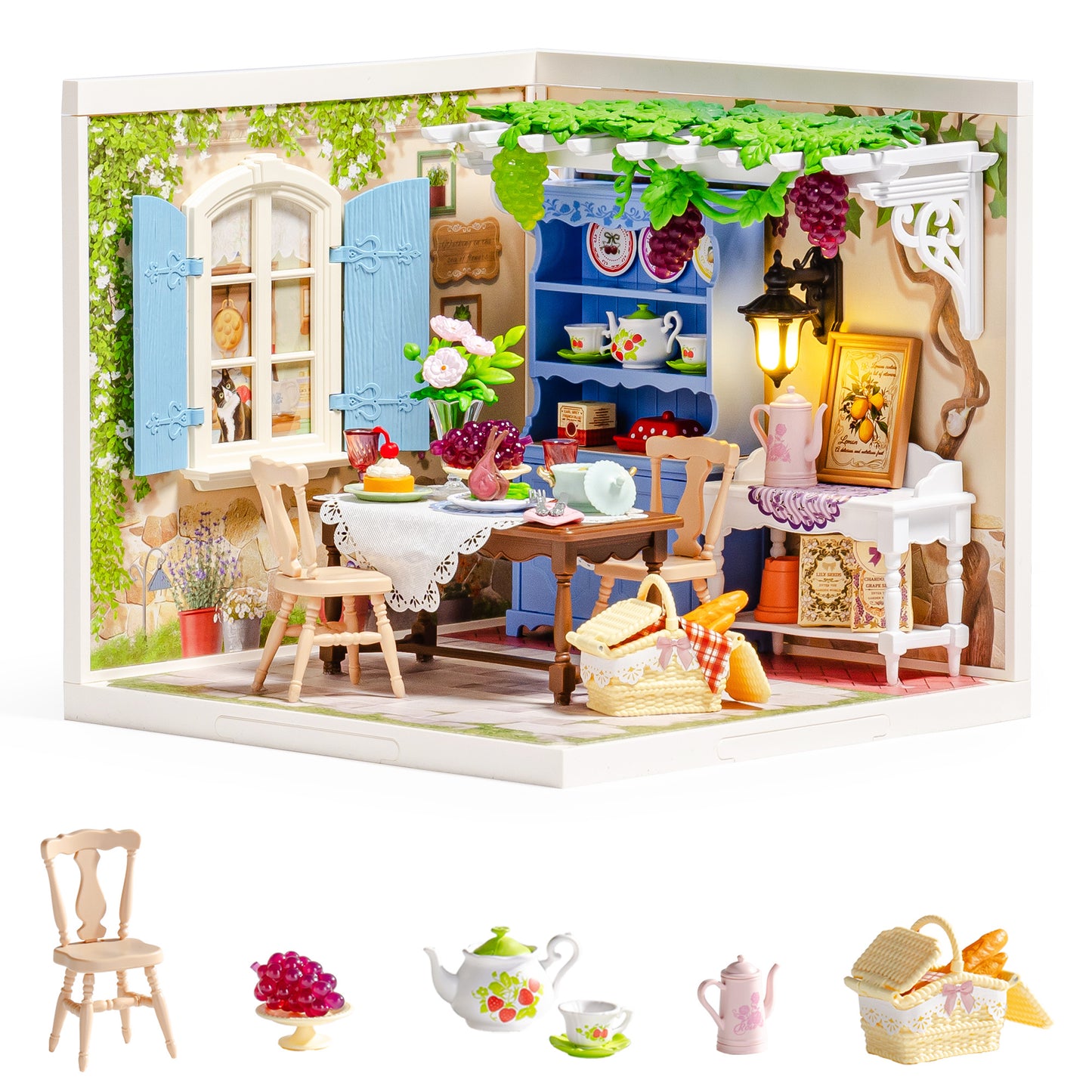 Rolife Super Creators DIY Plastic Mini House Building Set - 3D Puzzle With LED Lights, Compatible With Mini Figures, Multiple Themes Available, Suitable For Teenagers And Adults,DW023 DW024 DW025