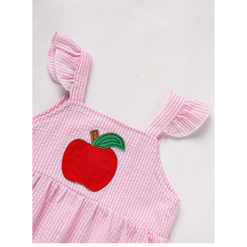 Kids Baby Girl Back To School Outfit, First Day Of School, Summer Ruffle Sleeves Applique Top & Shorts Set
