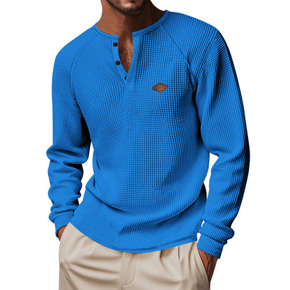 Waffle Buckle Quick-drying Raglan Henry Long Sleeve