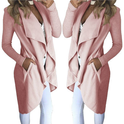 Slim long trench coat with solid lapel