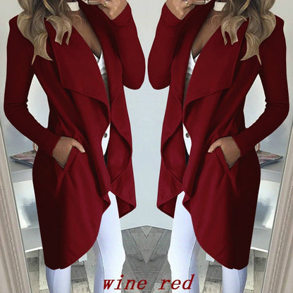 Slim long trench coat with solid lapel