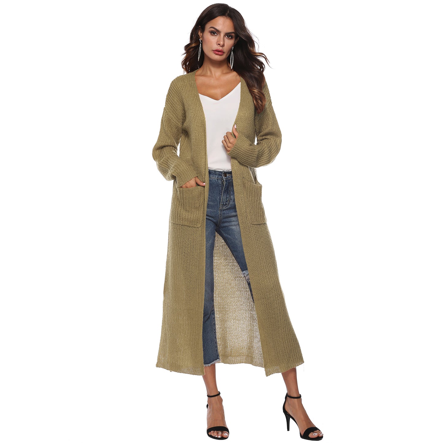 Women's Cardigan Sweater With Large Pockets Cardigan Sweater Long Thin Coat