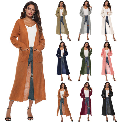 Women's Cardigan Sweater With Large Pockets Cardigan Sweater Long Thin Coat