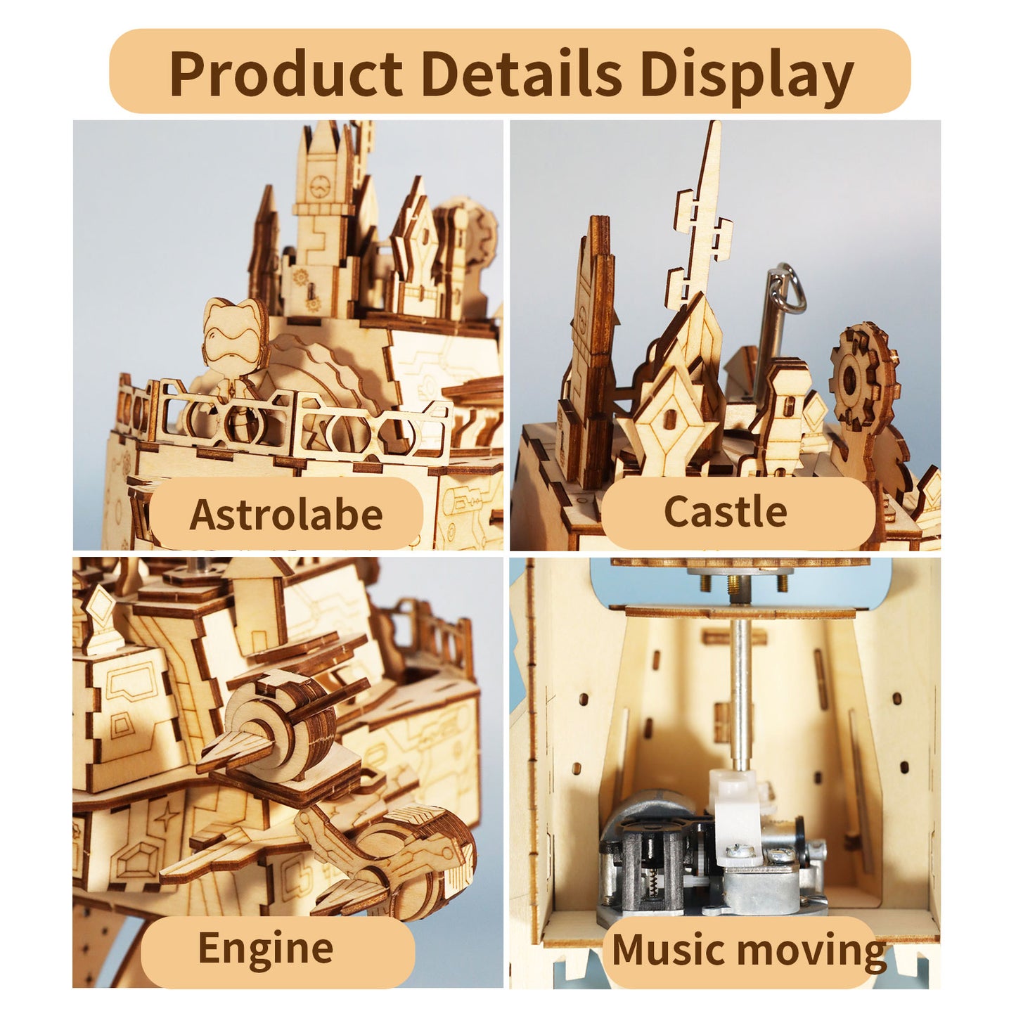 Sales Are Prohibited On The TEMU And SHEIN -MUSIC PARK 3D Wooden Puzzles Moving Castle Music Box Kits Castle Building Model DIY Crafts Birthday Gift For Women