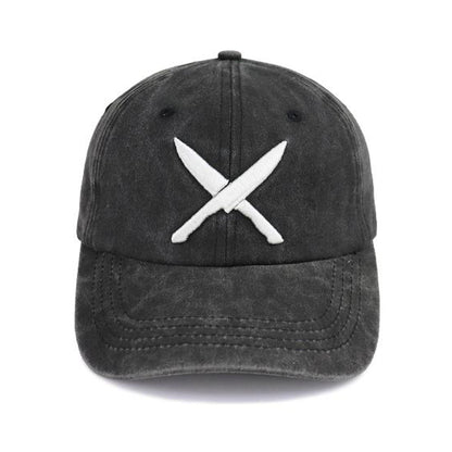 2pcs Knives Black Hat For Women Men, Adjustable Embroidered Wash Cotton Baseball Cap