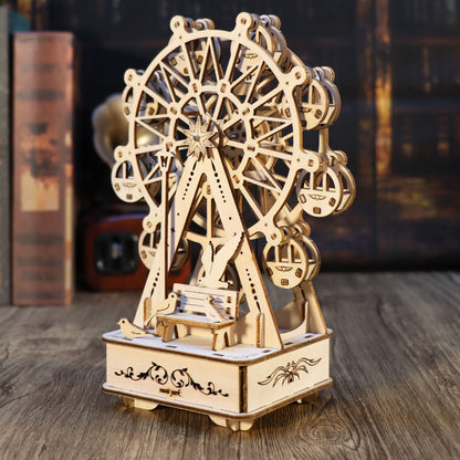 Sales Are Prohibited On The TEMU And SHEIN-MUSIC PARK 3D Wooden Puzzles Music Box Ferris Wheel DIY Crafts Handmade Model Kits For Women Birthday Gifts