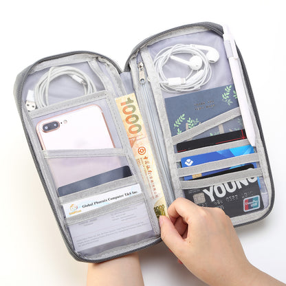 1Pc Travel Passport Wallet 12Cells Ticket ID Credit Card Holder Water Repellent Documents Phone Organizer Zipper Case Business Trip Daily Use
