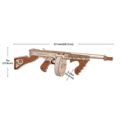 Rokr Thompson Submachine Gun Toy Gift For Boys Wooden Puzzle LQB01 Firing Model