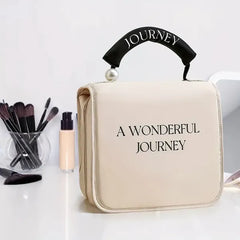 Women'S Pearl Portable Cosmetic Bag, Business Travel Hook Cosmetic Bag, Cosmetic Bag Large Capacity, Toilet Bag With Hook, Suitable For Toiletries, Cosmetics, Brushes And Other Items