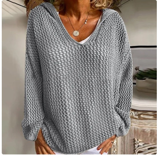 Sun Protection Knitted Hooded Sun Protection Clothing Hooded Thin Loose Sweater