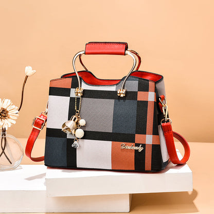 Checkered Design Women's Bag - Satchel Portable Shoulder Crossbody Handbag