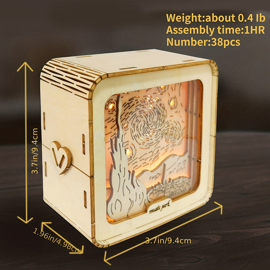 Sales Are Prohibited On The TEMU And SHEIN -MUSIC PARK 3D Wooden Puzzles For Adults Starry Sky Model Kit Night Lights Desk Decorations Birthday Gifts For Women