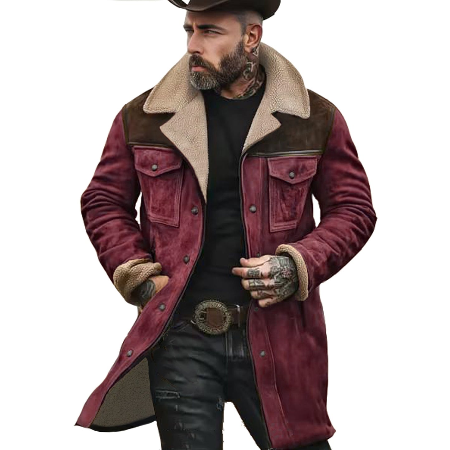 Suede Multicolor Jacket Multi-pocket Zipper