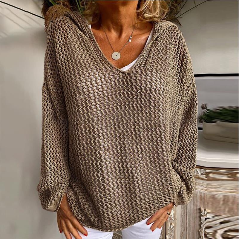 Sun Protection Knitted Hooded Sun Protection Clothing Hooded Thin Loose Sweater