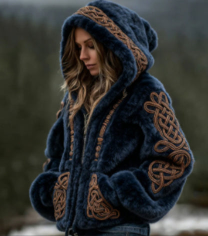 Autumn And Winter Relaxed-fit Hoodie Top Casual Drop-shoulder Vintage Printed Sweater