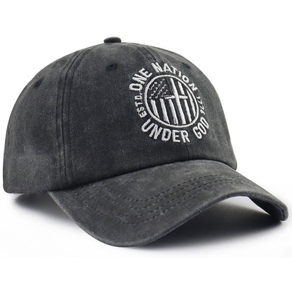 2pcs One Nation Under God Baseball Cap For Women Men, Adjustable Embroidered Wash Cotton Baseball Cap