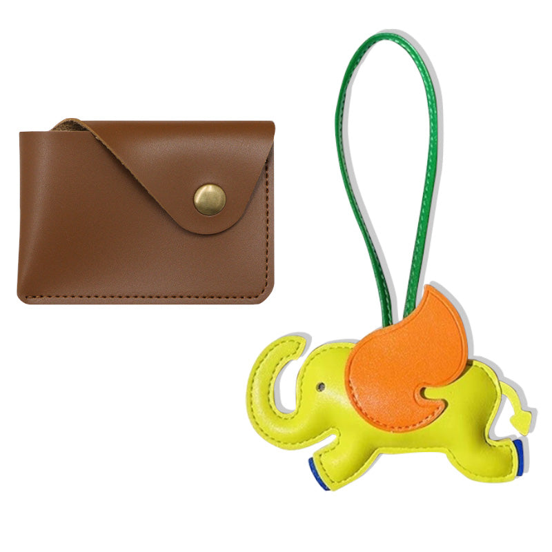 Cute Elephant Bag Pendant Keychain Chic PU Leather Keychains Phone Straps Chain Stylish Keyring,Leather Card Case And Leather Key Charm