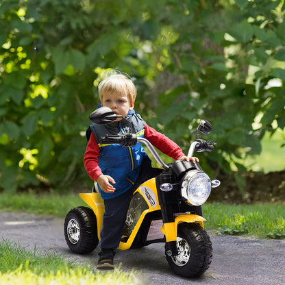 Electric Motorcycle for Kids, 6V Battery Powered Ride-On Dirt Bike 3-Wheels Motorbike with Horn Headlights Realistic Sounds Speed for 18 - 36 Months Yellow