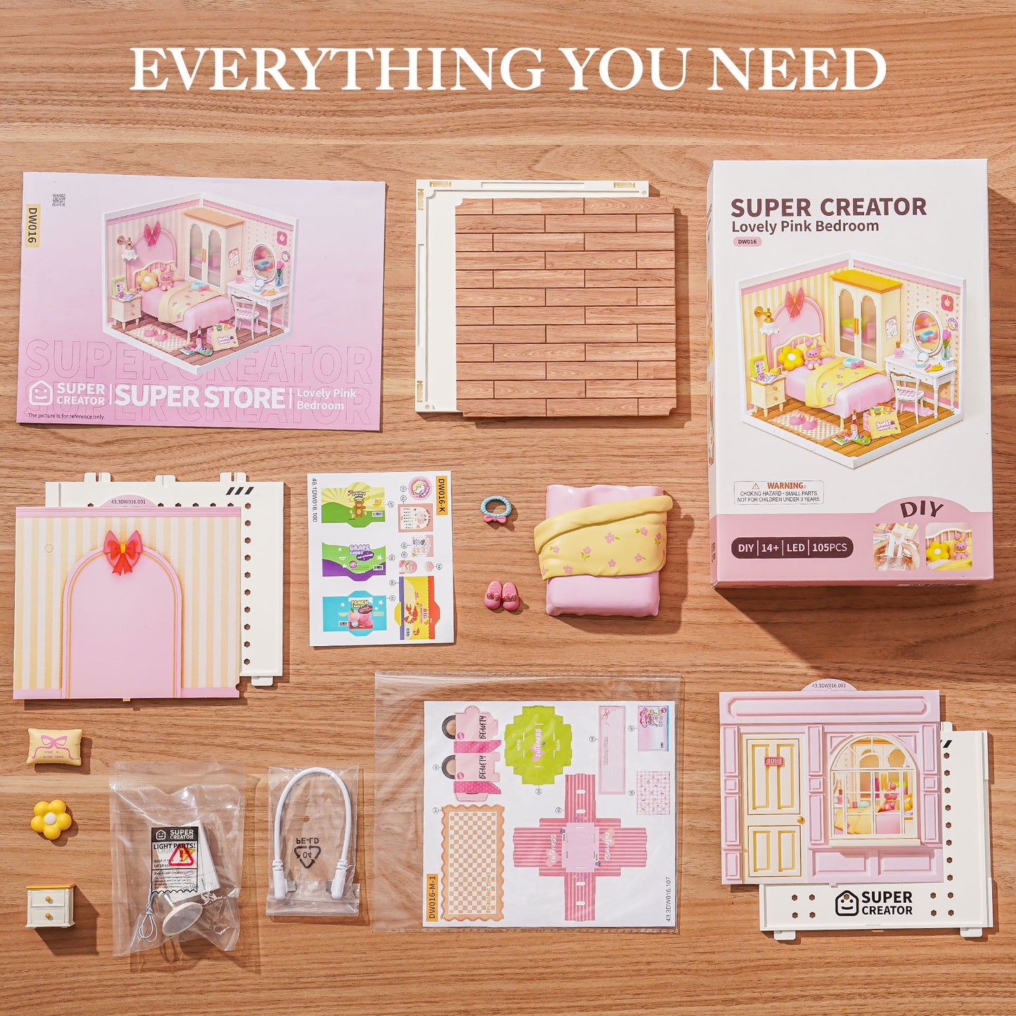 Rolife Super Creators Miniature House DIY Kit, 3D Wooden Puzzle With LED Lights, Great Gift For Adults & Teenagers, Multiple Themes ,DW016