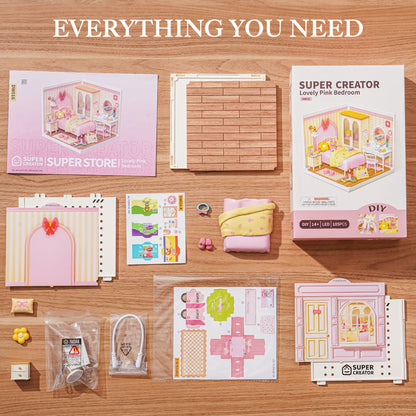 Rolife Super Creators Miniature House DIY Kit, 3D Wooden Puzzle With LED Lights, Great Gift For Adults & Teenagers, Multiple Themes ,DW016