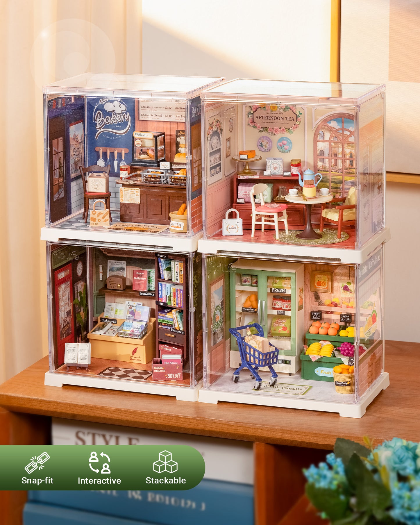 Rolife Super Creative DIY Plastic Mini House Set - 3D Puzzle With Dust Cover, Compatible With Mini Figures, Multiple Themes Available, Home Decor, Teen And Adult Gift