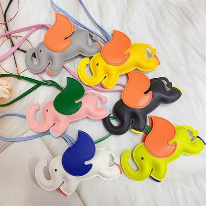 Cute Elephant Bag Pendant Keychain Chic PU Leather Keychains Phone Straps Chain Stylish Keyring,Leather Card Case And Leather Key Charm
