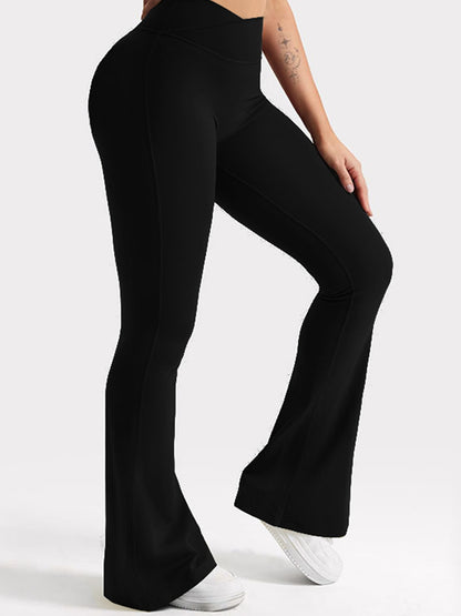 V-waist Elastic Sports Tight Pants Women's Peach Hip Lifting Yoga Bell Bottom Pants
