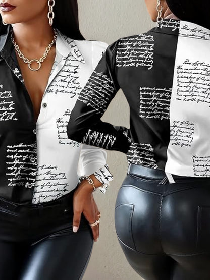 New Women’s Shirt Fashion Casual Colorful Long Sleeve Shirt Flower Printed Top Loose Neck Sexy T-shirt Fashion