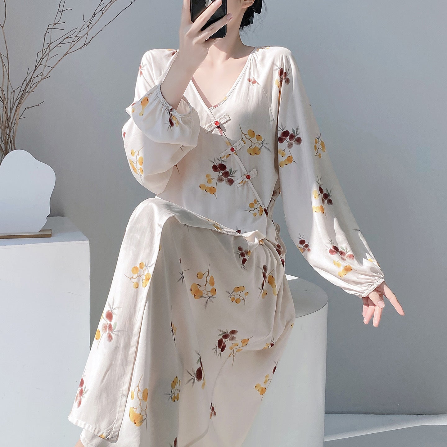 Womens Relaxed-fit Floral-print Simple And Comfortable Dress