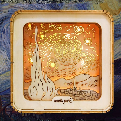 Sales Are Prohibited On The TEMU And SHEIN -MUSIC PARK 3D Wooden Puzzles For Adults Starry Sky Model Kit Night Lights Desk Decorations Birthday Gifts For Women