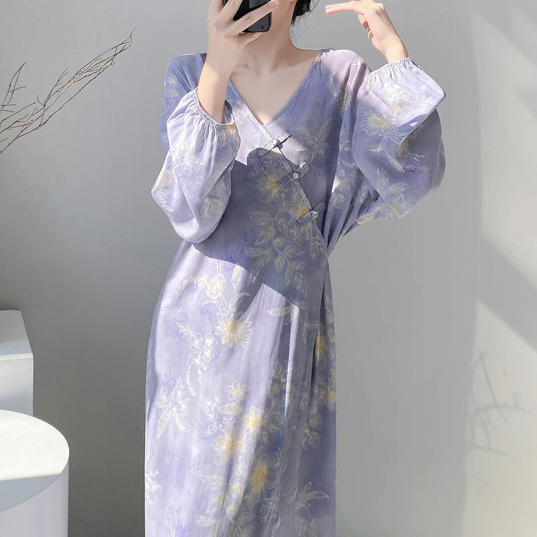 Womens Relaxed-fit Floral-print Simple And Comfortable Dress