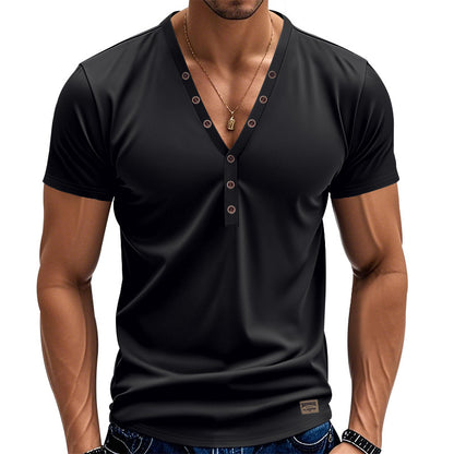 Men's Loose Thin Trendy V-neck Buttons Design