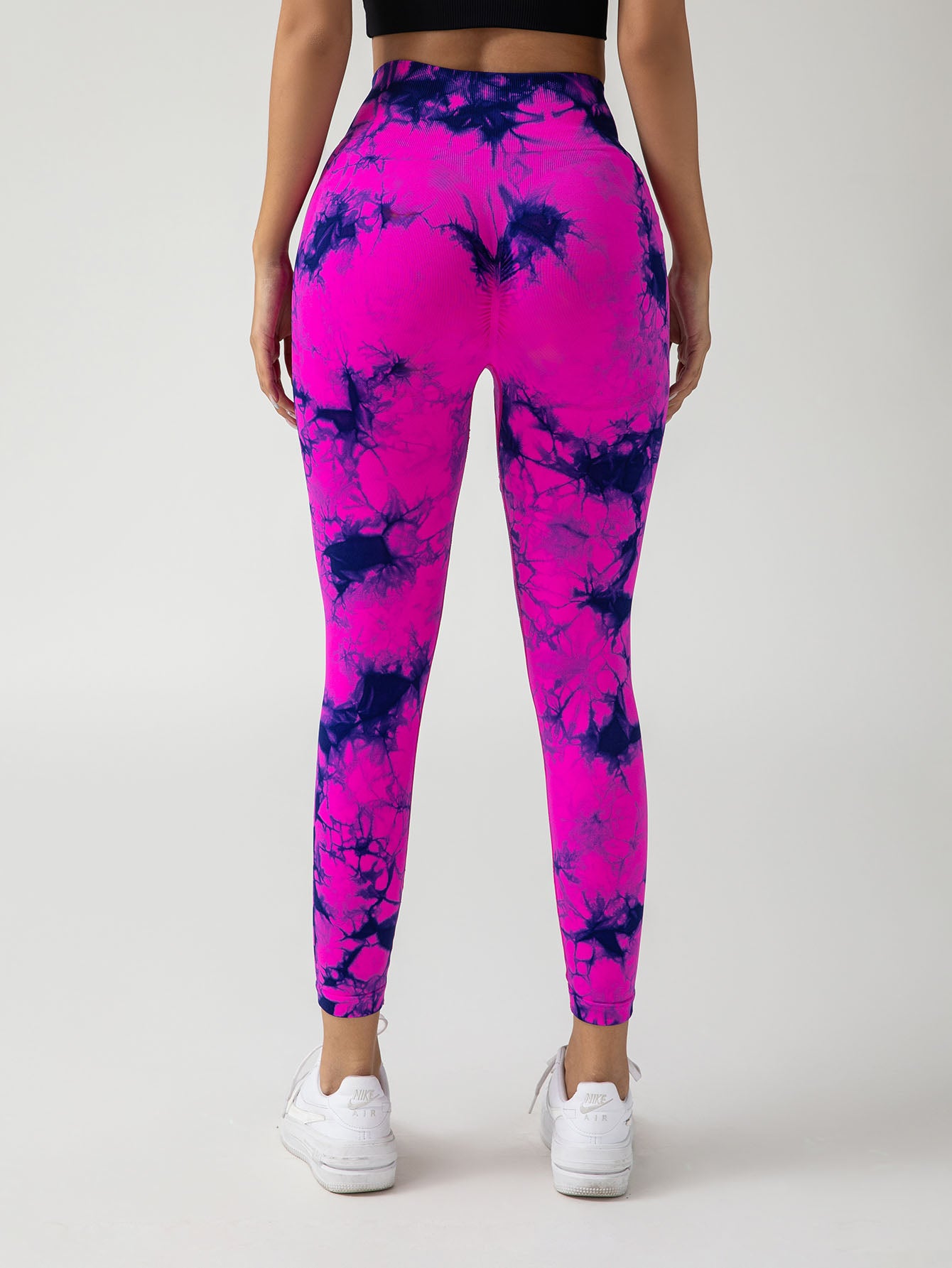3 Pack New Style Hollow-Out Tie-Dye High-Waisted Tummy-Control Yoga Pants