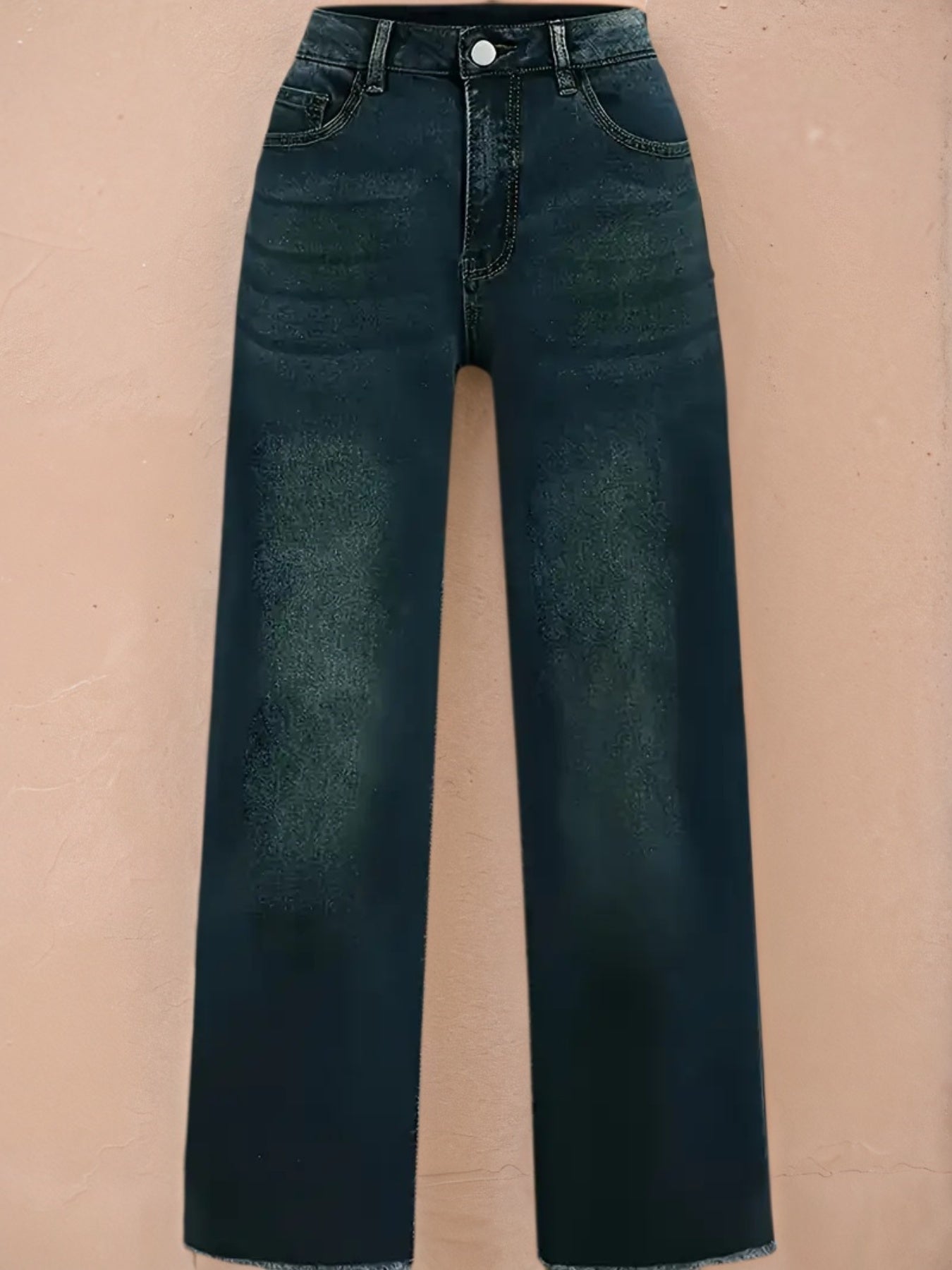 Women’s Denim Pants, Wide Leg Jeans, With Built-in Zipper Closure