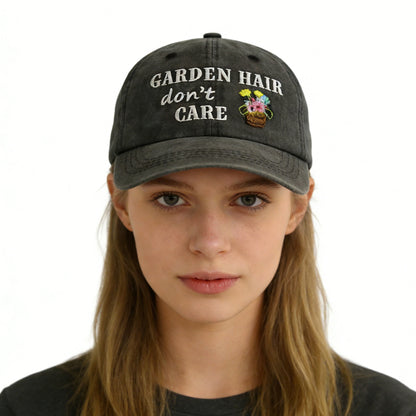2pcs Garden Hair Hat For Men Women, Adjustable Embroidered Wash Cotton Baseball Cap