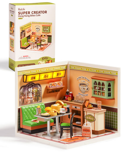 Rolife Super Creators DIY Plastic Mini House Building Set - 3D Puzzle With LED Lights, Compatible With Mini Figures, Multiple Themes Available, Suitable For Teenagers And Adults,DW021