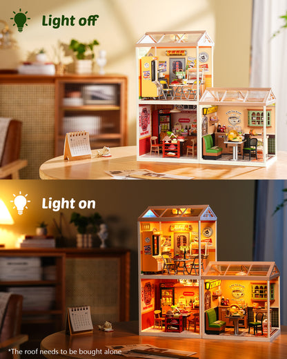 Rolife Super Creators DIY Plastic Mini House Building Set - 3D Puzzle With LED Lights, Compatible With Mini Figures, Multiple Themes Available, Suitable For Teenagers And Adults,DW021