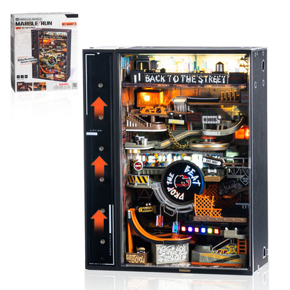 ROKR Parallel World Hip Hop Street Pinball Track, Mechanical 3D Puzzle With LED Lights And Automatic Lifting Function, USB Powered, Cyberpunk Desktop Ornament, DIY Model Assembly Kit MR03S