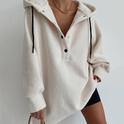 Women's Fashion Casual Hooded Fleece Sweater